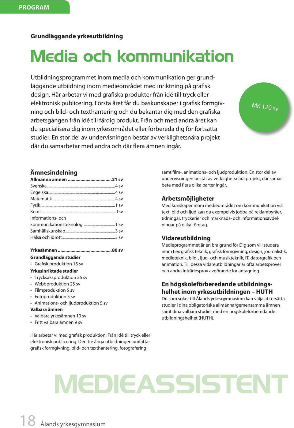 Första året får du baskunskaper i grafisk formgivning och bild- och texthantering och du bekantar dig med den grafiska arbetsgången från idé till färdig produkt.