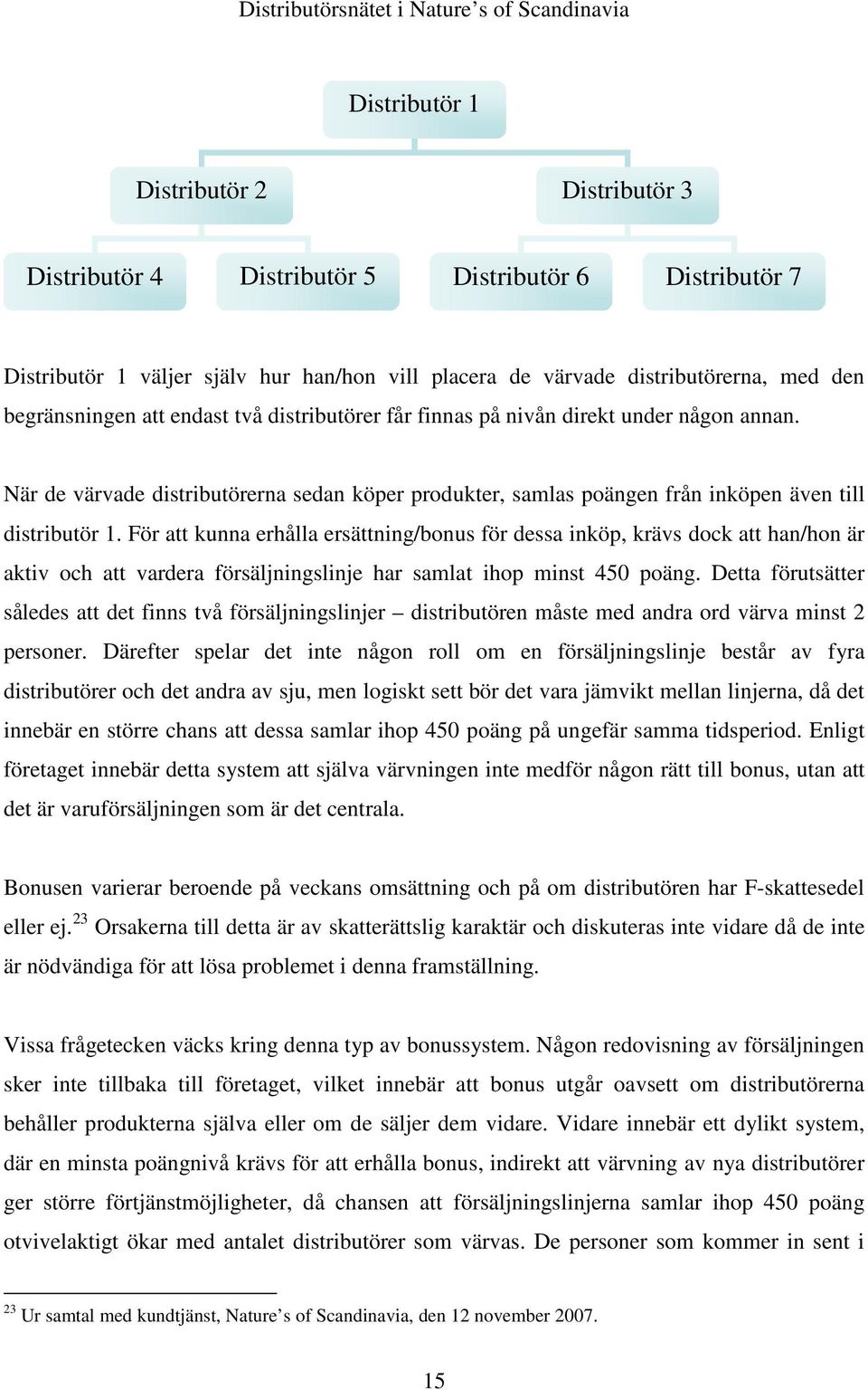 När de värvade distributörerna sedan köper produkter, samlas poängen från inköpen även till distributör 1.