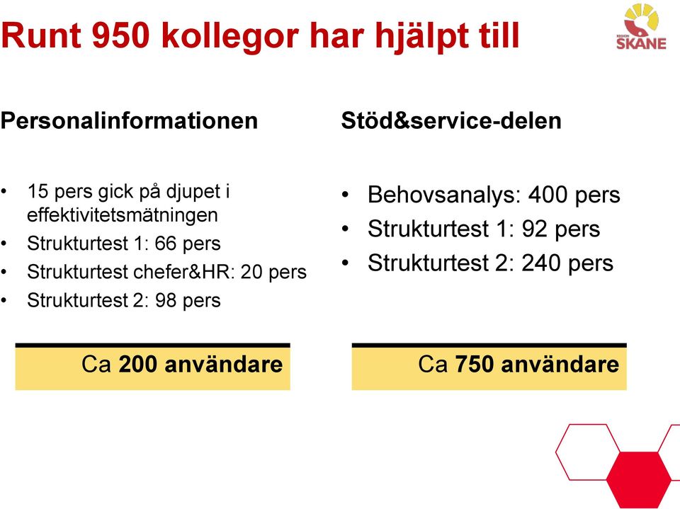 Strukturtest chefer&hr: 20 pers Strukturtest 2: 98 pers Behovsanalys: 400