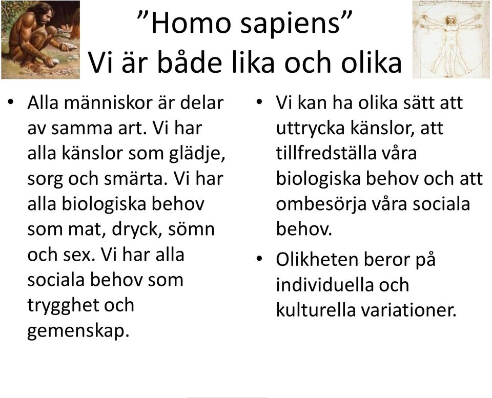 Vi har alla biologiska behov som mat, dryck, sömn och sex.