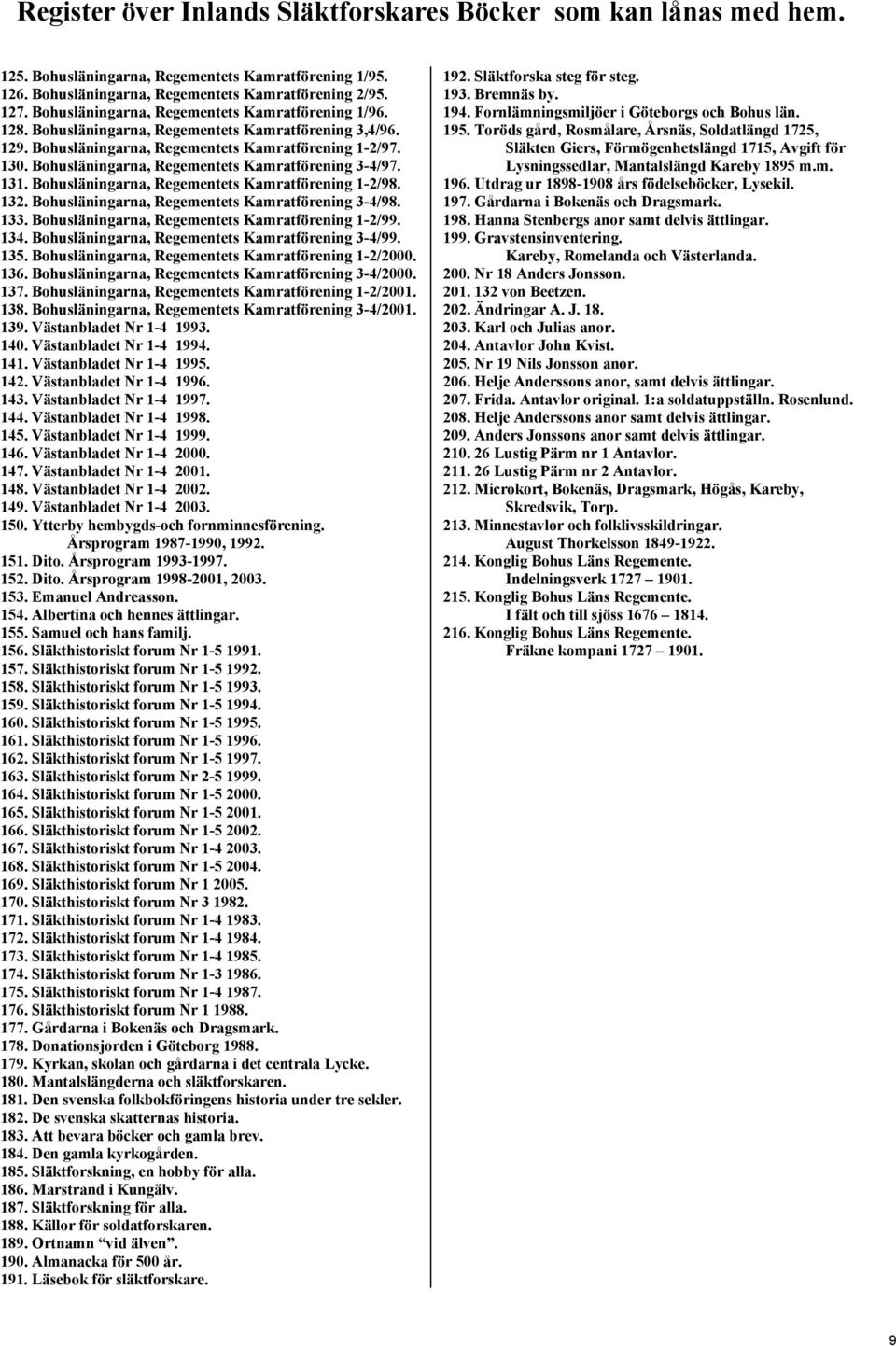 Bohusläningarna, Regementets Kamratförening 3-4/97. 131. Bohusläningarna, Regementets Kamratförening 1-2/98. 132. Bohusläningarna, Regementets Kamratförening 3-4/98. 133.