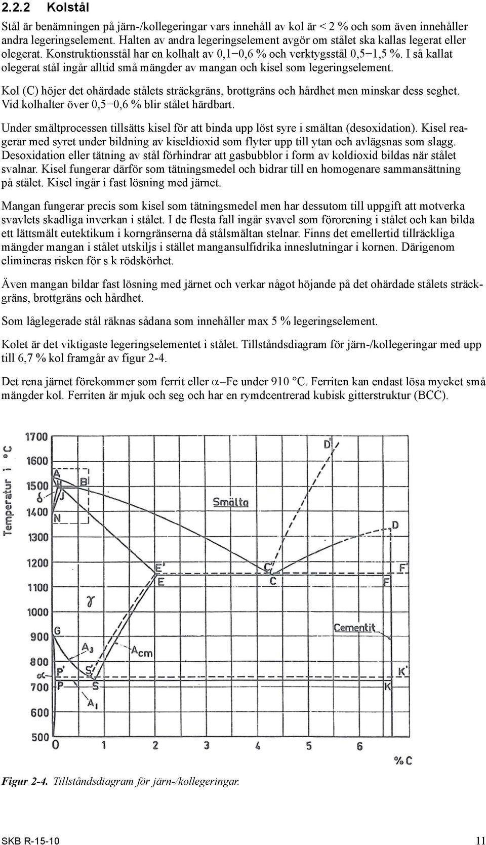 I så kallat olegerat stål ingår alltid små mängder av mangan och kisel som legeringselement. Kol (C) höjer det ohärdade stålets sträckgräns, brottgräns och hårdhet men minskar dess seghet.