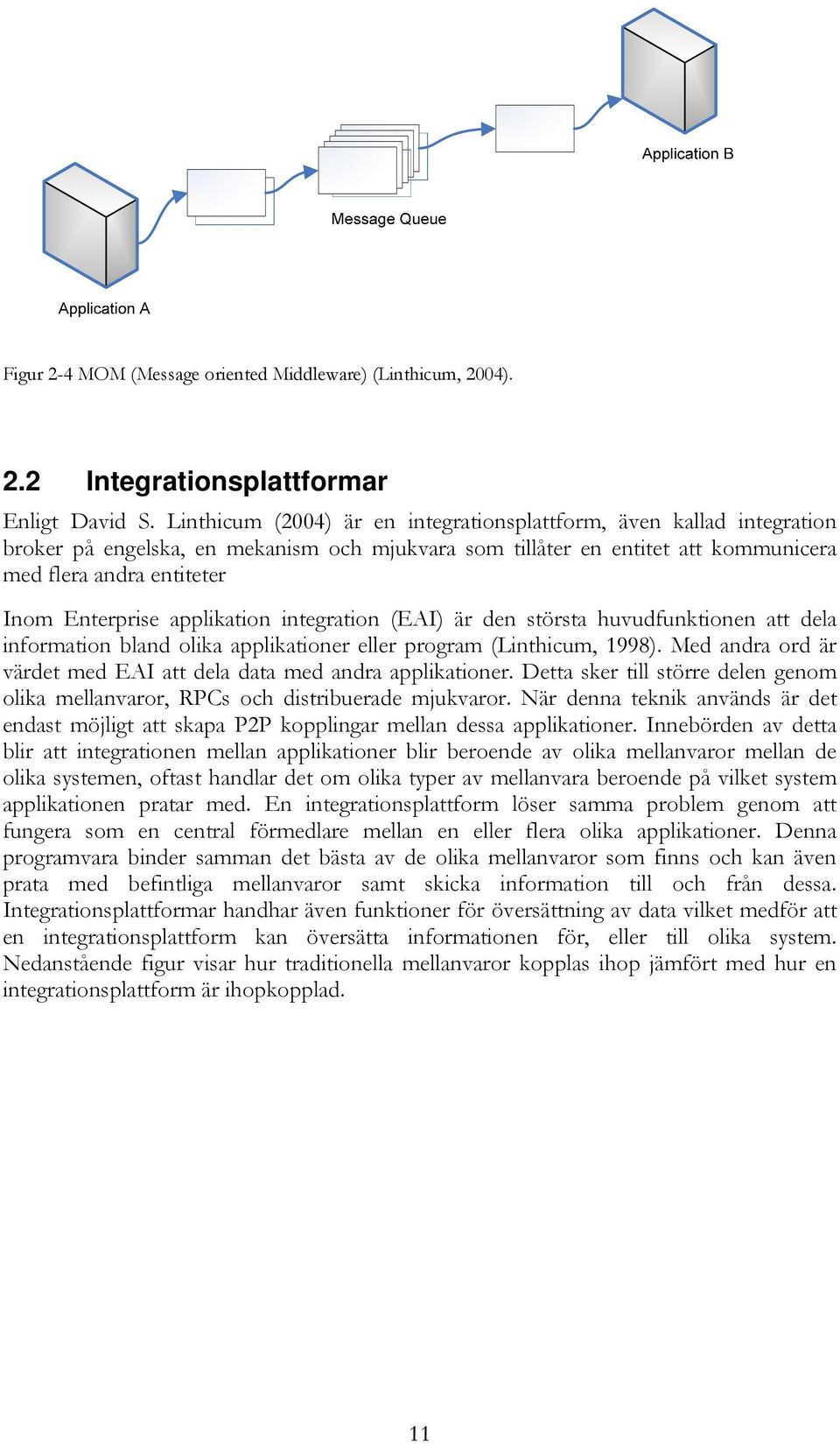 applikation integration (EAI) är den största huvudfunktionen att dela information bland olika applikationer eller program (Linthicum, 1998).