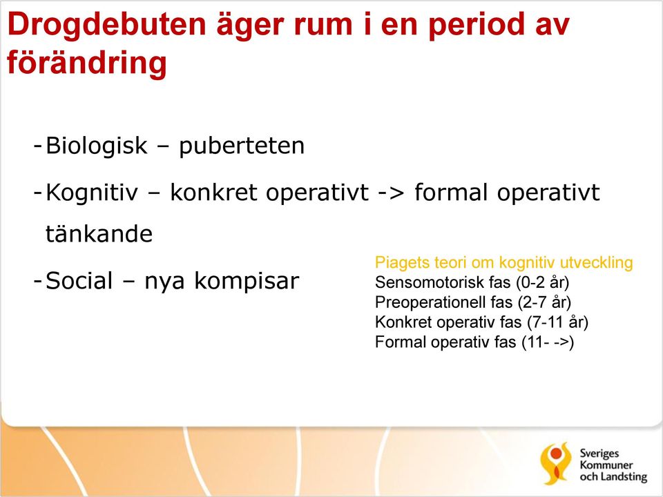 kompisar Piagets teori om kognitiv utveckling Sensomotorisk fas (0-2 år)