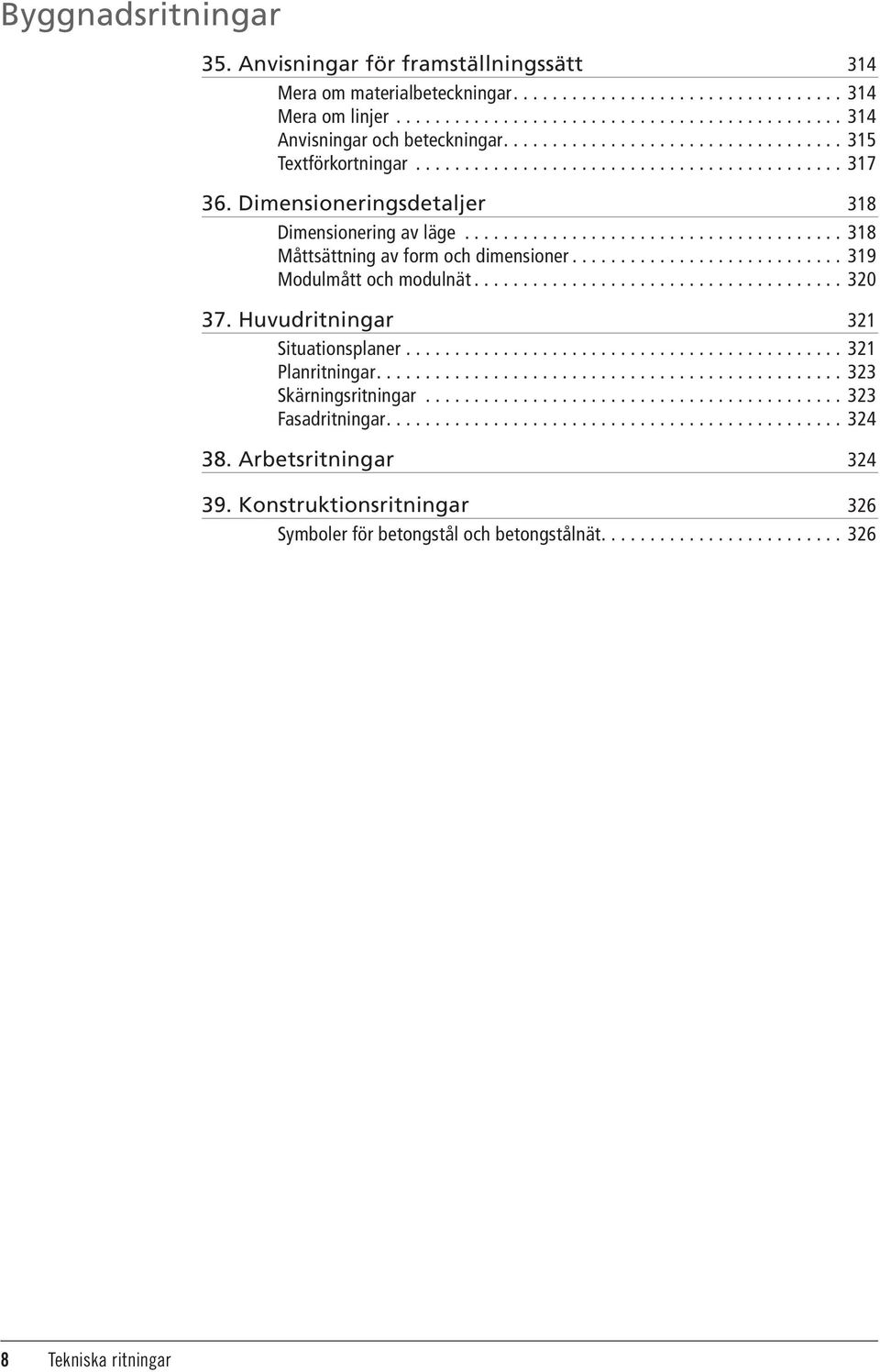 ...................................... 318 Måttsättning av form och dimensioner............................ 319 Modulmått och modulnät...................................... 320 37.