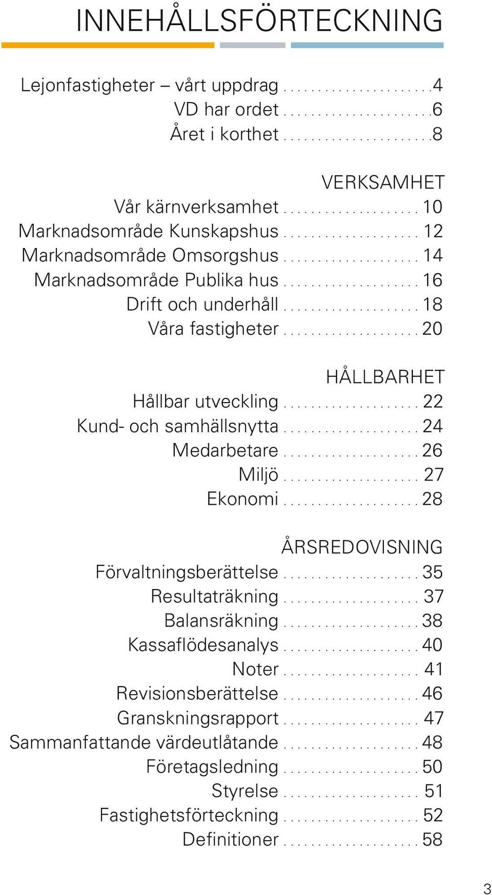 ................... 22 kund och samhällsnytta.................... 24 Medarbetare.................... 26 Miljö.................... 27 ekonomi.................... 28 årsredovisning förvaltningsberättelse.