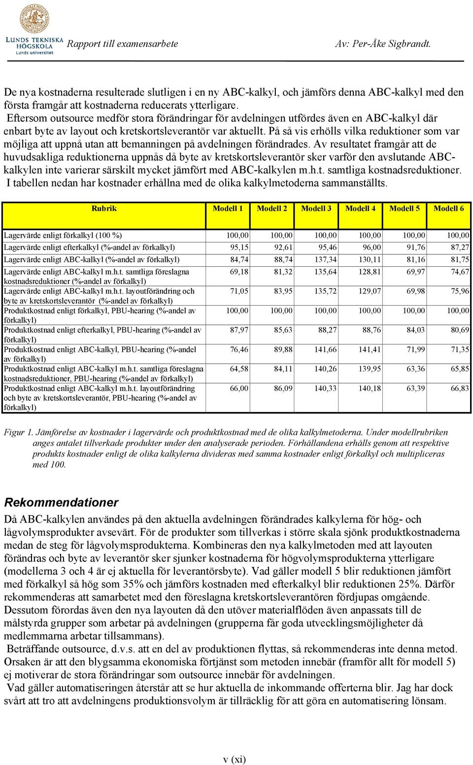 På så vis erhölls vilka reduktioner som var möjliga att uppnå utan att bemanningen på avdelningen förändrades.