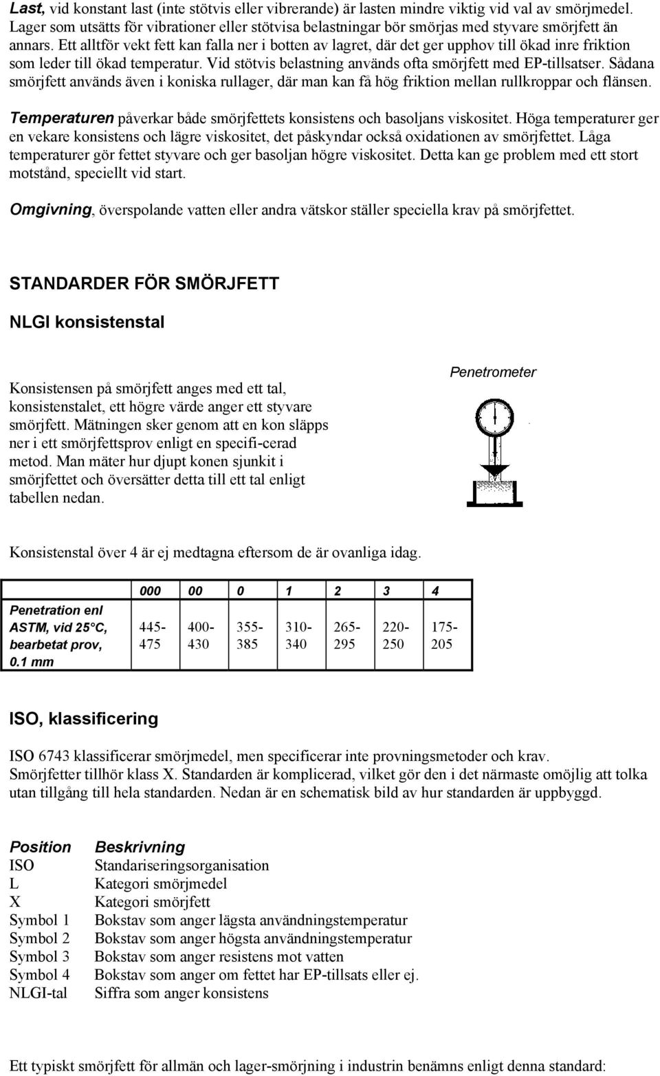 Ett alltför vekt fett kan falla ner i botten av lagret, där det ger upphov till ökad inre friktion som leder till ökad temperatur. Vid stötvis belastning används ofta smörjfett med EP-tillsatser.