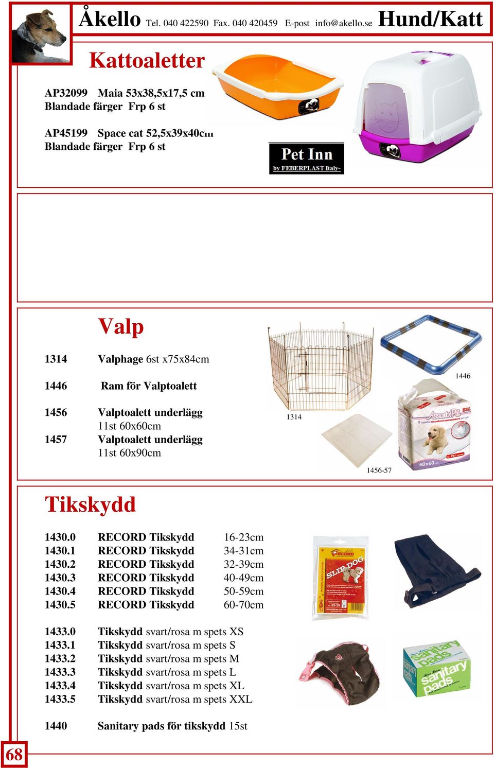 2 RECORD Tikskydd 32-39cm 1430.3 RECORD Tikskydd 40-49cm 1430.4 RECORD Tikskydd 50-59cm 1430.5 RECORD Tikskydd 60-70cm 1433.0 Tikskydd svart/rosa m spets XS 1433.