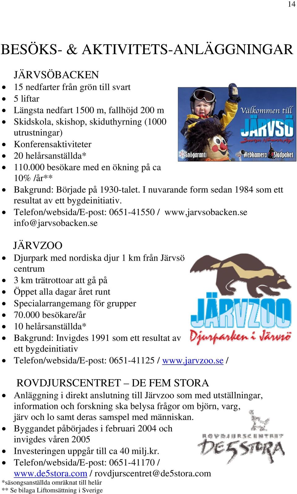 Telefon/websida/E-post: 0651-41550 / www,jarvsobacken.se info@jarvsobacken.