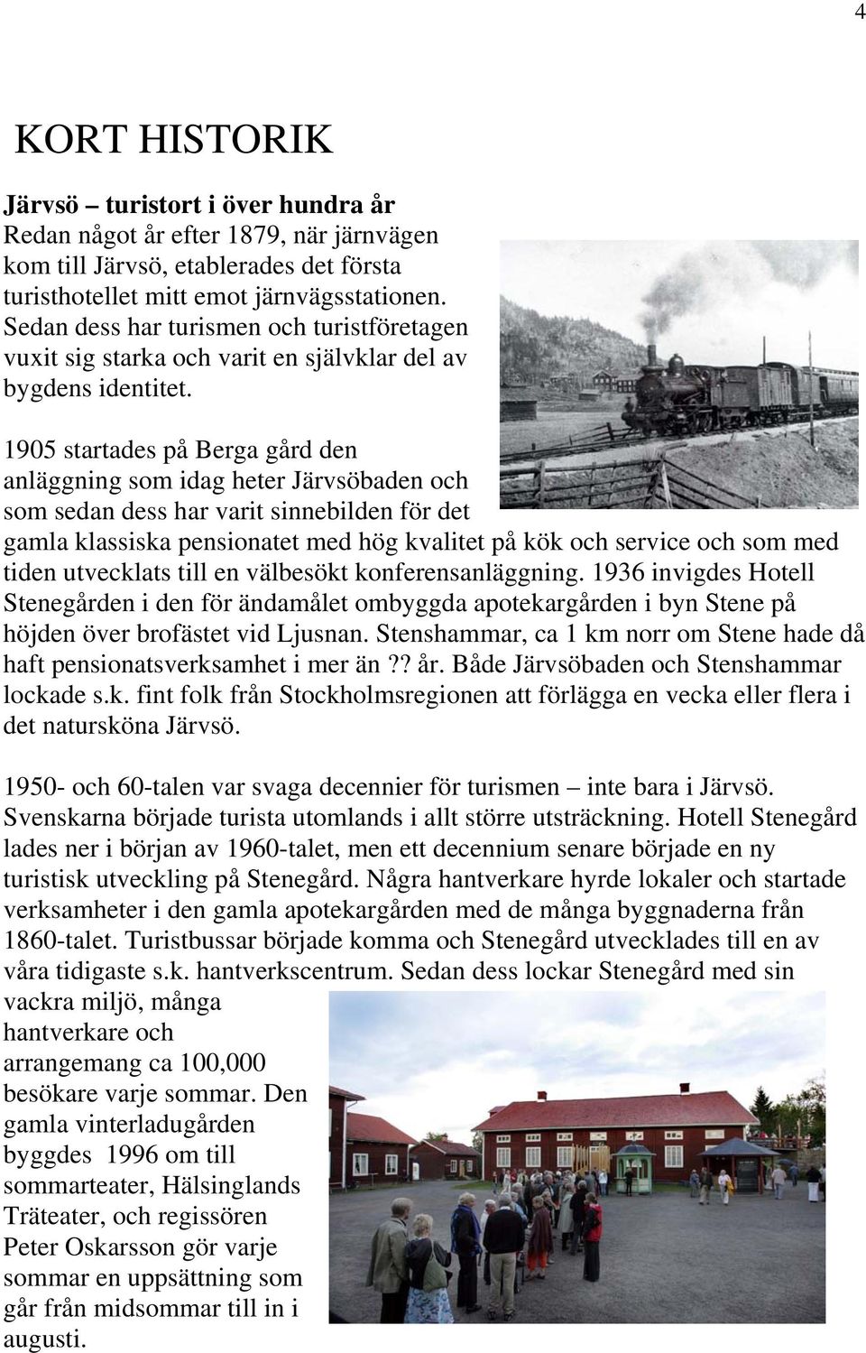 1905 startades på Berga gård den anläggning som idag heter Järvsöbaden och som sedan dess har varit sinnebilden för det gamla klassiska pensionatet med hög kvalitet på kök och service och som med