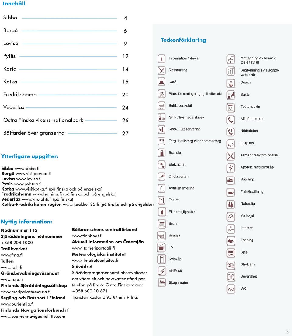 Teckenförklaring Torg, kvällstorg eller sommartorg Bränsle Ytterligare uppgifter: Elektricitet Sibbo www.sibbo.fi Borgå www.visitporvoo.fi Lovisa www.lovisa.fi Pyttis www.pyhtaa.fi Kotka www.