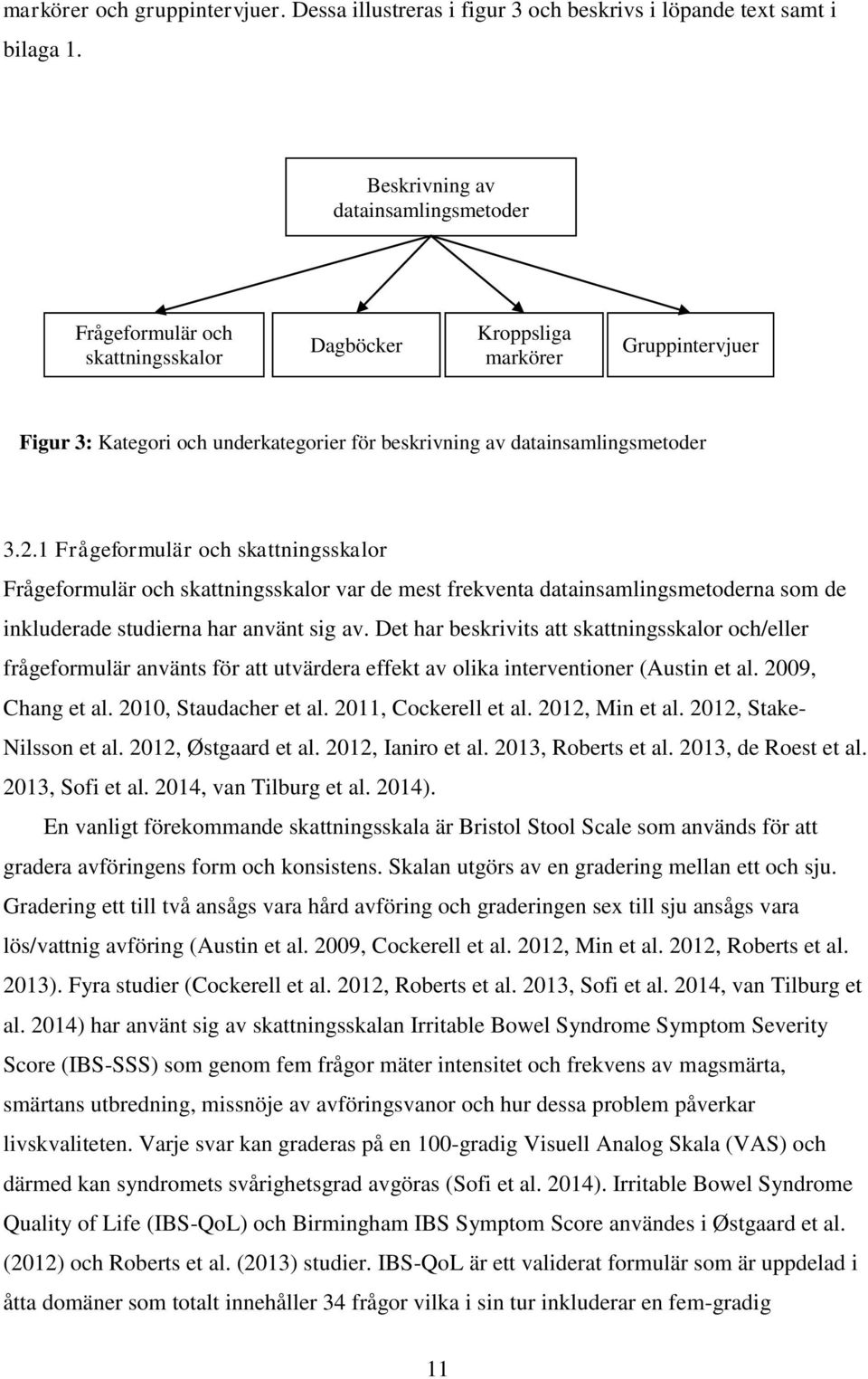 2.1 Frågeformulär och skattningsskalor Frågeformulär och skattningsskalor var de mest frekventa datainsamlingsmetoderna som de inkluderade studierna har använt sig av.