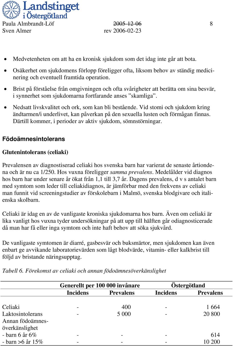 Brist på förståelse från omgivningen och ofta svårigheter att berätta om sina besvär, i synnerhet som sjukdomarna fortfarande anses skamliga. Nedsatt livskvalitet och ork, som kan bli bestående.