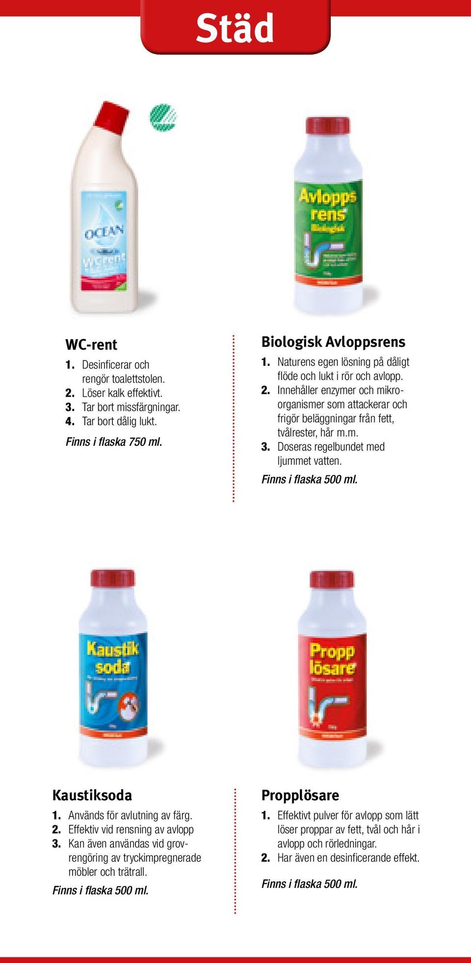 Doseras regelbundet med ljummet vatten. Kaustiksoda 1. Används för avlutning av färg. 2. Effektiv vid rensning av avlopp 3.