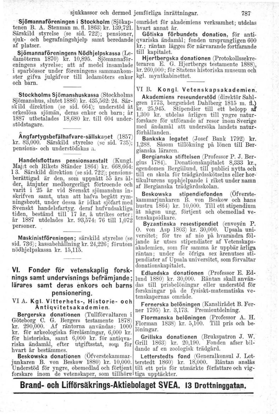 ; räntan lägges för närvarande fortfarande Sjömannaföreningens Nödhjelpskassa (Le- till ~apitalet.. damöterna 1870) kr. 10,895.