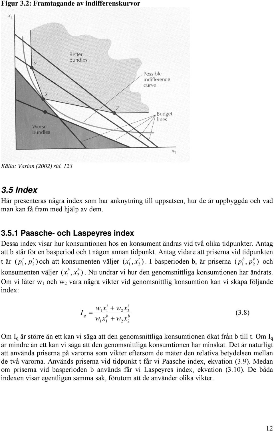 Nu undrar vi hur den genomsniliga konsumionen har ändras. Om vi låer w och w vara några viker vid genomsnilig konsumion kan vi skaa följande inde: I q w + w = (3.