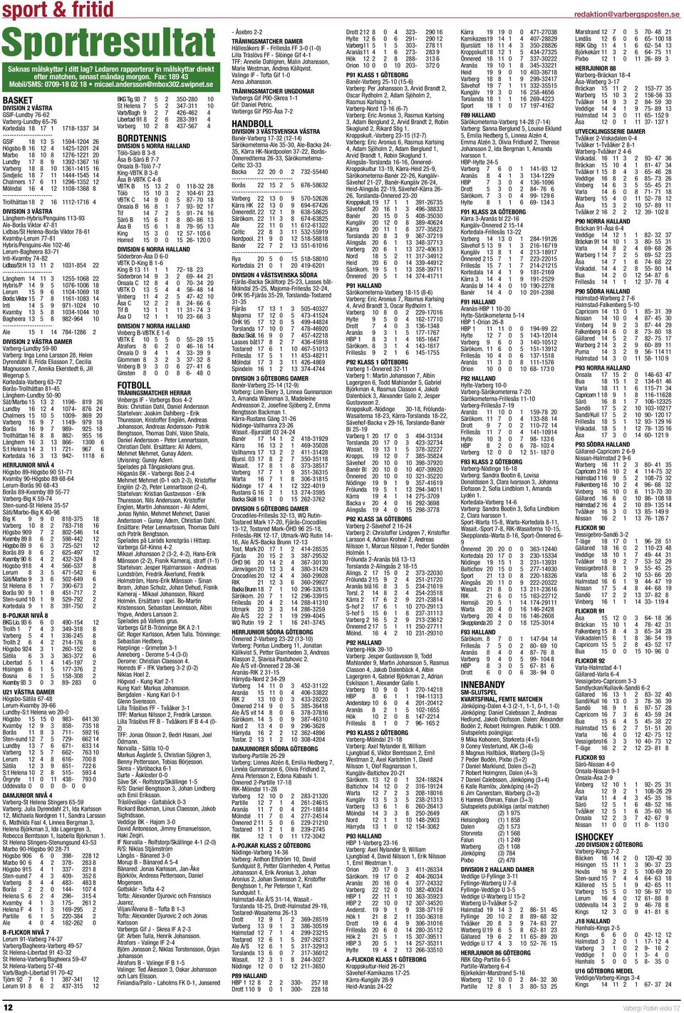 se BASKET DIVISION 2 VÄSTRA GSIF-Lundby 76-62 Varberg-Lundby 65-76 Kortedala 18 17 1 1718-1337 34 ---------------------- GSIF 18 13 5 1594-1204 26 Högsbo B 16 12 4 1425-1201 24 Marbo 18 10 8