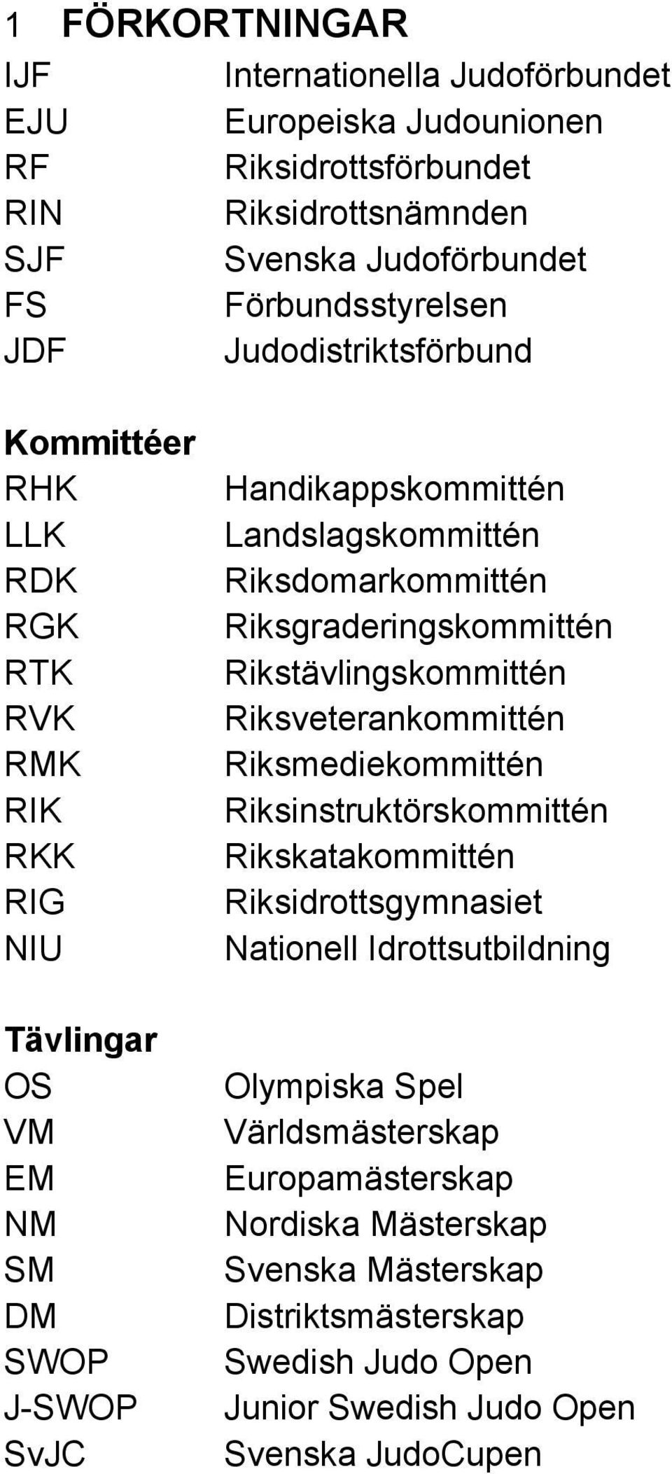 Riksdomarkommittén Riksgraderingskommittén Rikstävlingskommittén Riksveterankommittén Riksmediekommittén Riksinstruktörskommittén Rikskatakommittén Riksidrottsgymnasiet