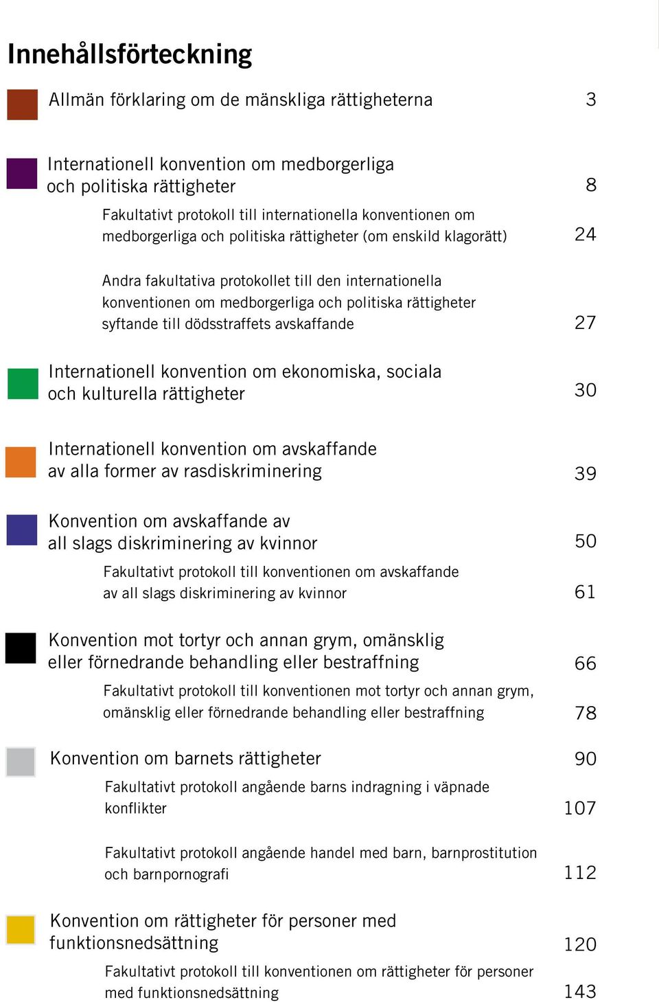 dödsstraffets avskaffande Internationell konvention om ekonomiska, sociala och kulturella rättigheter 27 30 Internationell konvention om avskaffande av alla former av rasdiskriminering Konvention om