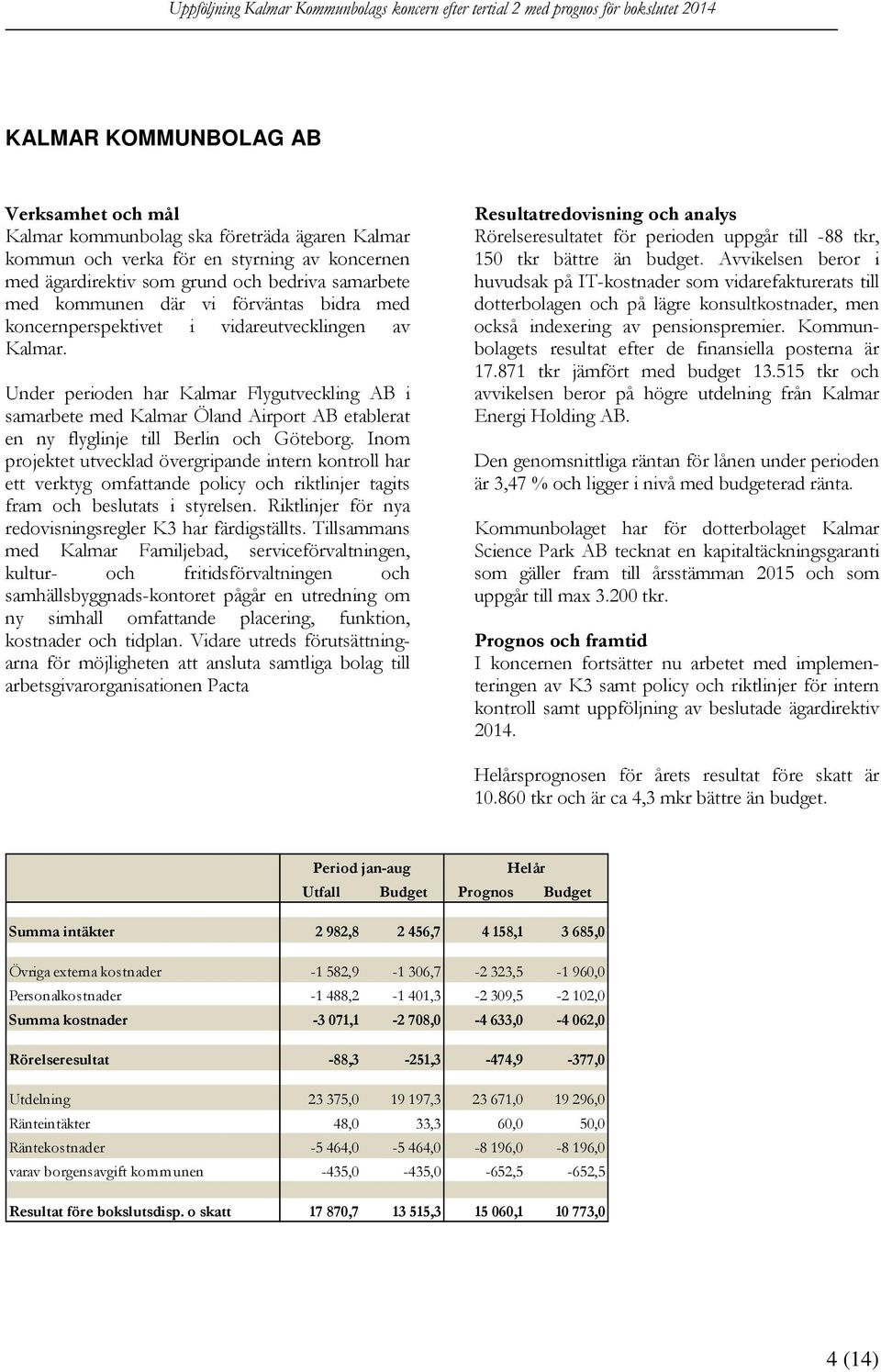 Inom projektet utvecklad övergripande intern kontroll har ett verktyg omfattande policy och riktlinjer tagits fram och beslutats i styrelsen.