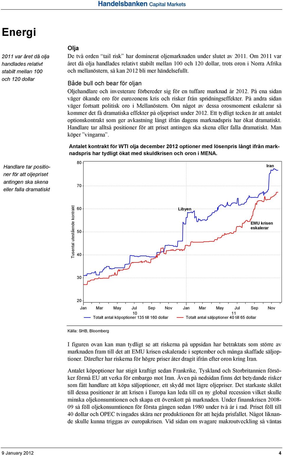 Både bull och bear för oljan Oljehandlare och investerare förbereder sig för en tuffare marknad år 2012. På ena sidan väger ökande oro för eurozonens kris och risker från spridningseffekter.