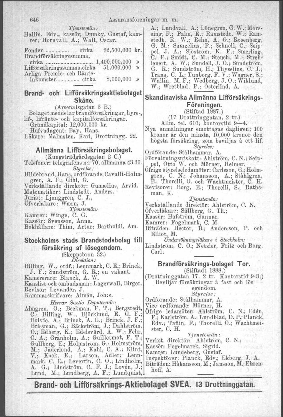 ; Lönegren, G. W.; Morssing', F.; Palm; E.; Ramstedt, W.; Ram stedt, R. W.; Rehn, A. G.; Rosenberg, G. M.; Samzelius, P.; Schnell, C.; Seip- 22,500,000 kr. pe l, J. A.; Sjöström, K. F.j Smerling, C.
