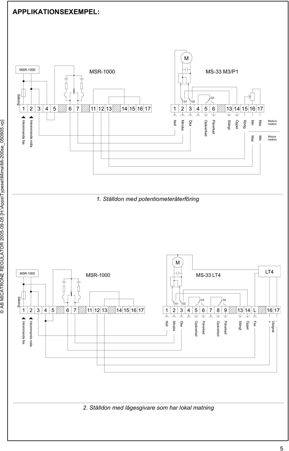 Ställdon med potentiometeråterföring 6 7 11 12 13 14 15 16 17 G1 ska G2 S-33 LT4 Rörlig