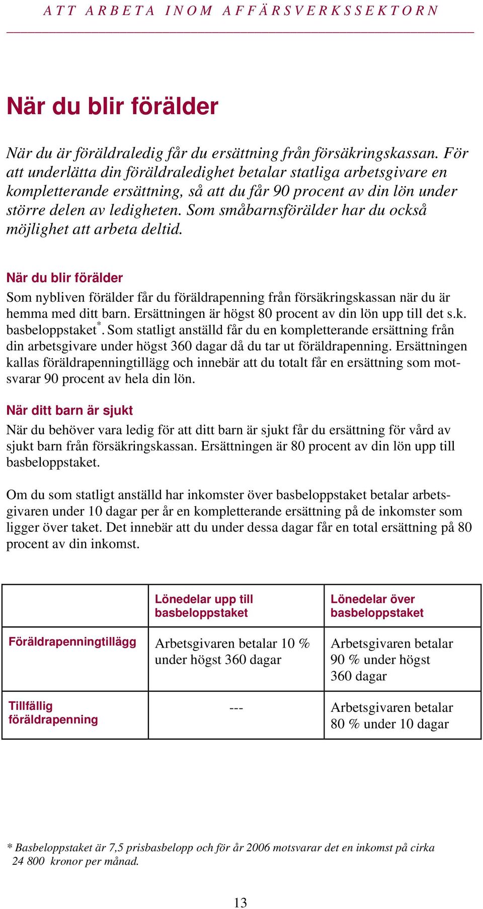 Som småbarnsförälder har du också möjlighet att arbeta deltid. När du blir förälder Som nybliven förälder får du föräldrapenning från försäkringskassan när du är hemma med ditt barn.