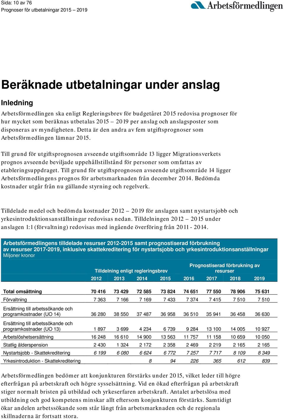 Till grund för utgiftsprognosen avseende utgiftsområde 13 ligger Migrationsverkets prognos avseende beviljade uppehållstillstånd för personer som omfattas av etableringsuppdraget.