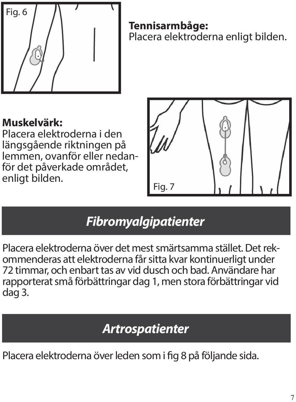 7 Fibromyalgipatienter Placera elektroderna över det mest smärtsamma stället.