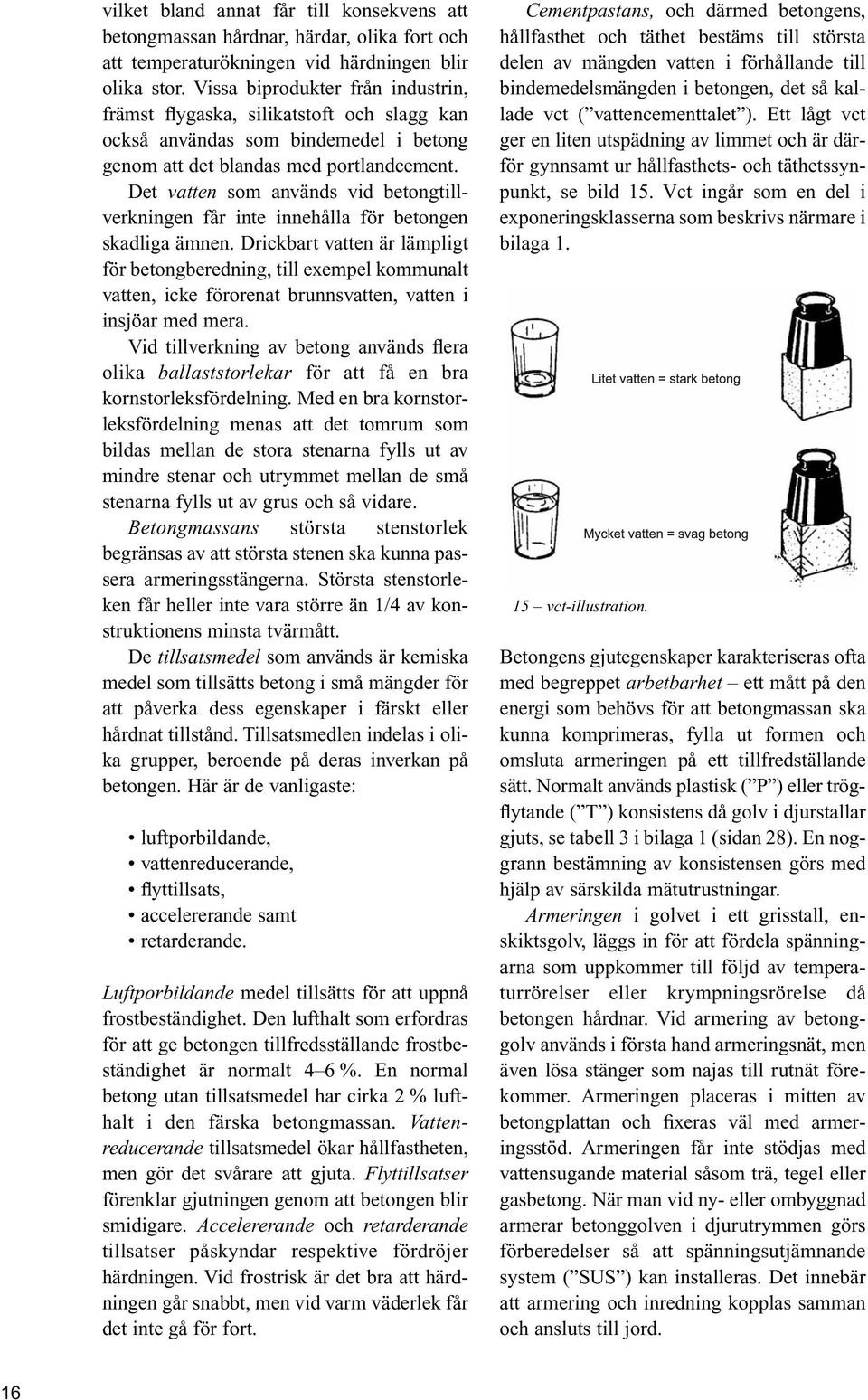 Det vatten som används vid betongtillverkningen får inte innehålla för betongen skadliga ämnen.