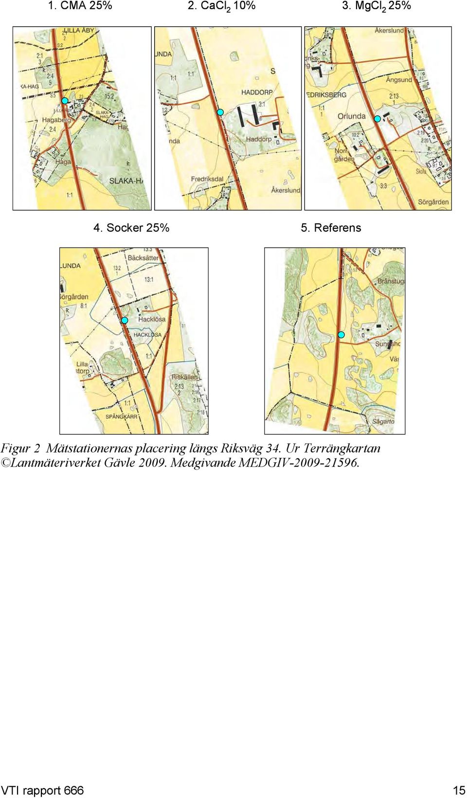 Referens Figur 2 Mätstationernas placering längs