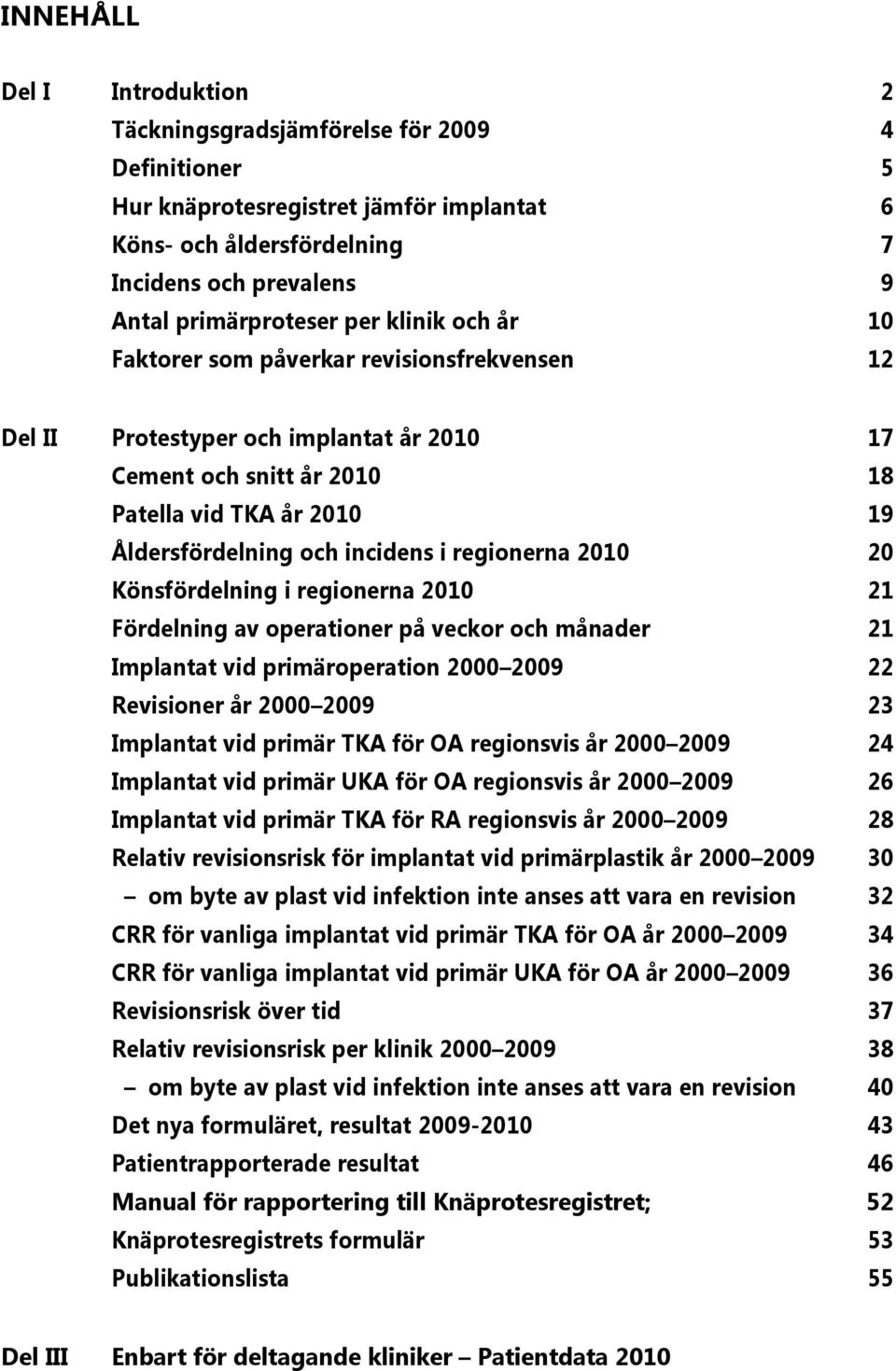 2 Könsfördelning i regionerna 21 21 Fördelning av operationer på veckor och månader 21 Implantat vid primäroperation 2 29 22 Revisioner år 2 29 23 Implantat vid primär TKA för OA regionsvis år 2 29