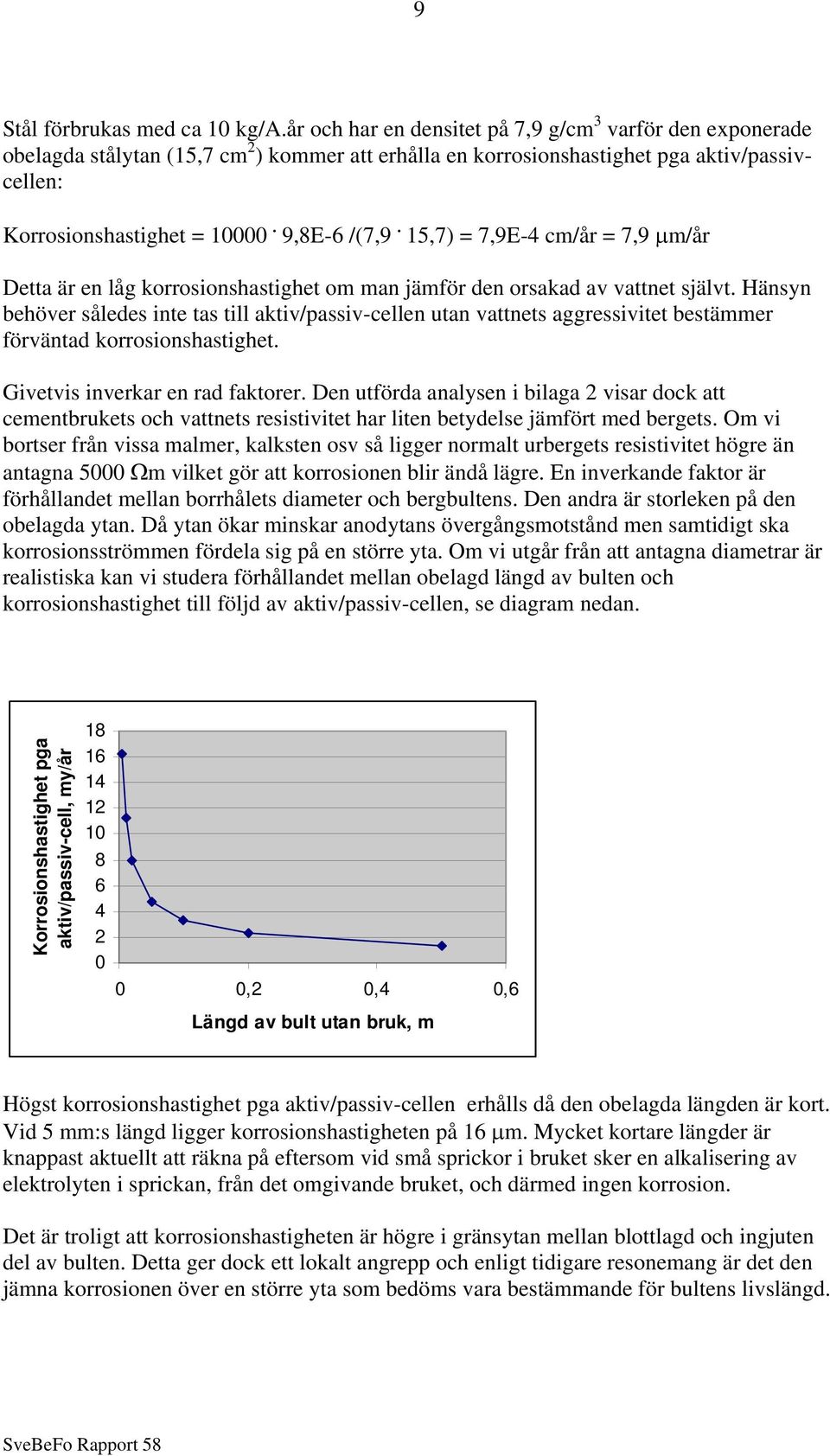 15,7) = 7,9E-4 cm/år = 7,9 µm/år Detta är en låg korrosionshastighet om man jämför den orsakad av vattnet självt.