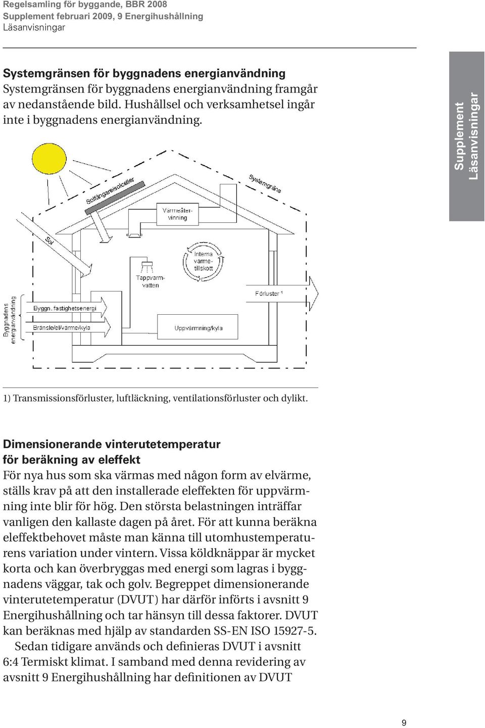 Dimensionerande vinterutetemperatur för beräkning av eleffekt För nya hus som ska värmas med någon form av elvärme, ställs krav på att den installerade eleffekten för uppvärmning inte blir för hög.