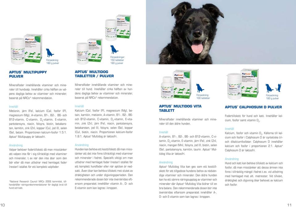 er cirka hälften av hundens dagliga behov av vitaminer och mineraler, baserat på NRCs* rekommendation.