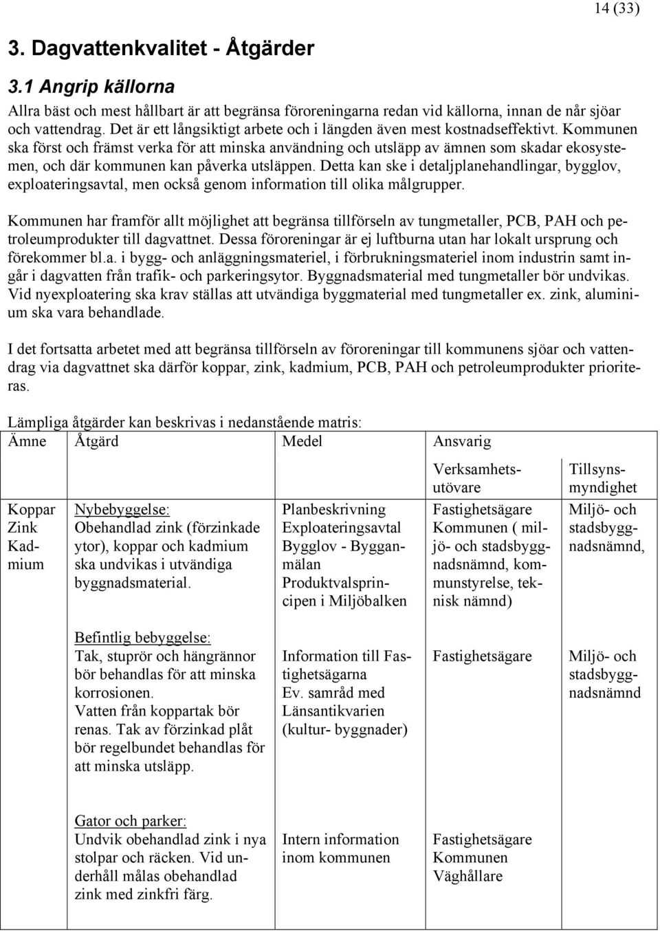 Kommunen ska först och främst verka för att minska användning och utsläpp av ämnen som skadar ekosystemen, och där kommunen kan påverka utsläppen.