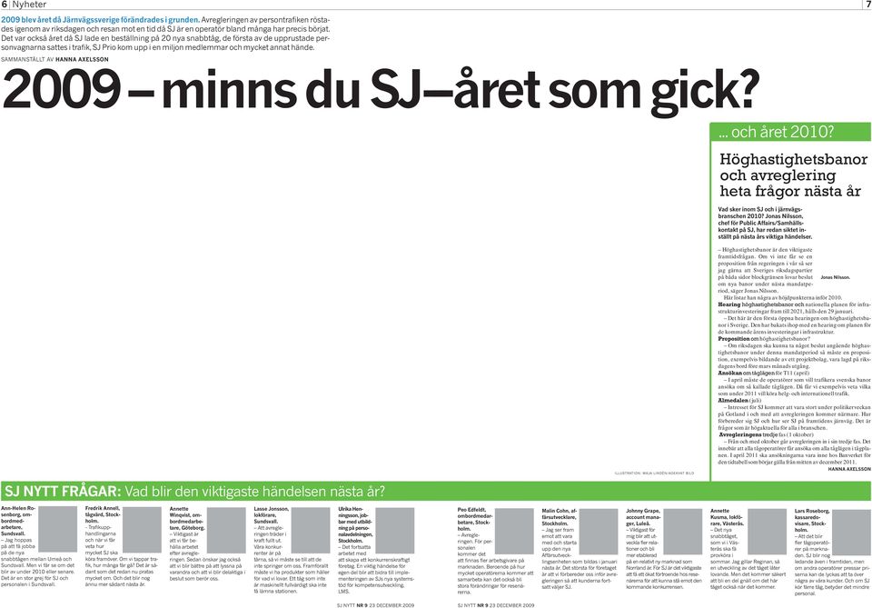 Det var också året då SJ lade en beställning på 20 nya snabbtåg, de första av de upprustade personvagnarna sattes i trafik, SJ Prio kom upp i en miljon medlemmar och mycket annat hände.