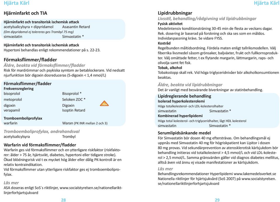 Förmaksflimmer/fladder Äldre, beakta vid förmaksflimmer/fladder Risk för mardrömmar och psykiska symtom av betablockerare.