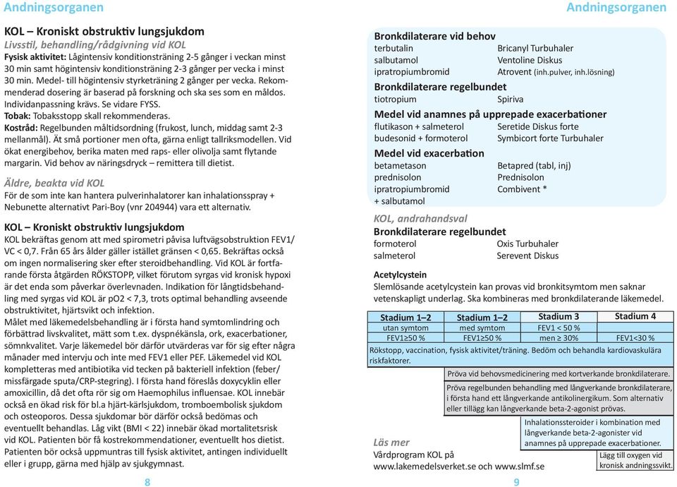 Individanpassning krävs. Se vidare FYSS. Tobak: Tobaksstopp skall rekommenderas. Kostråd: Regelbunden måltidsordning (frukost, lunch, middag samt 2-3 mellanmål).