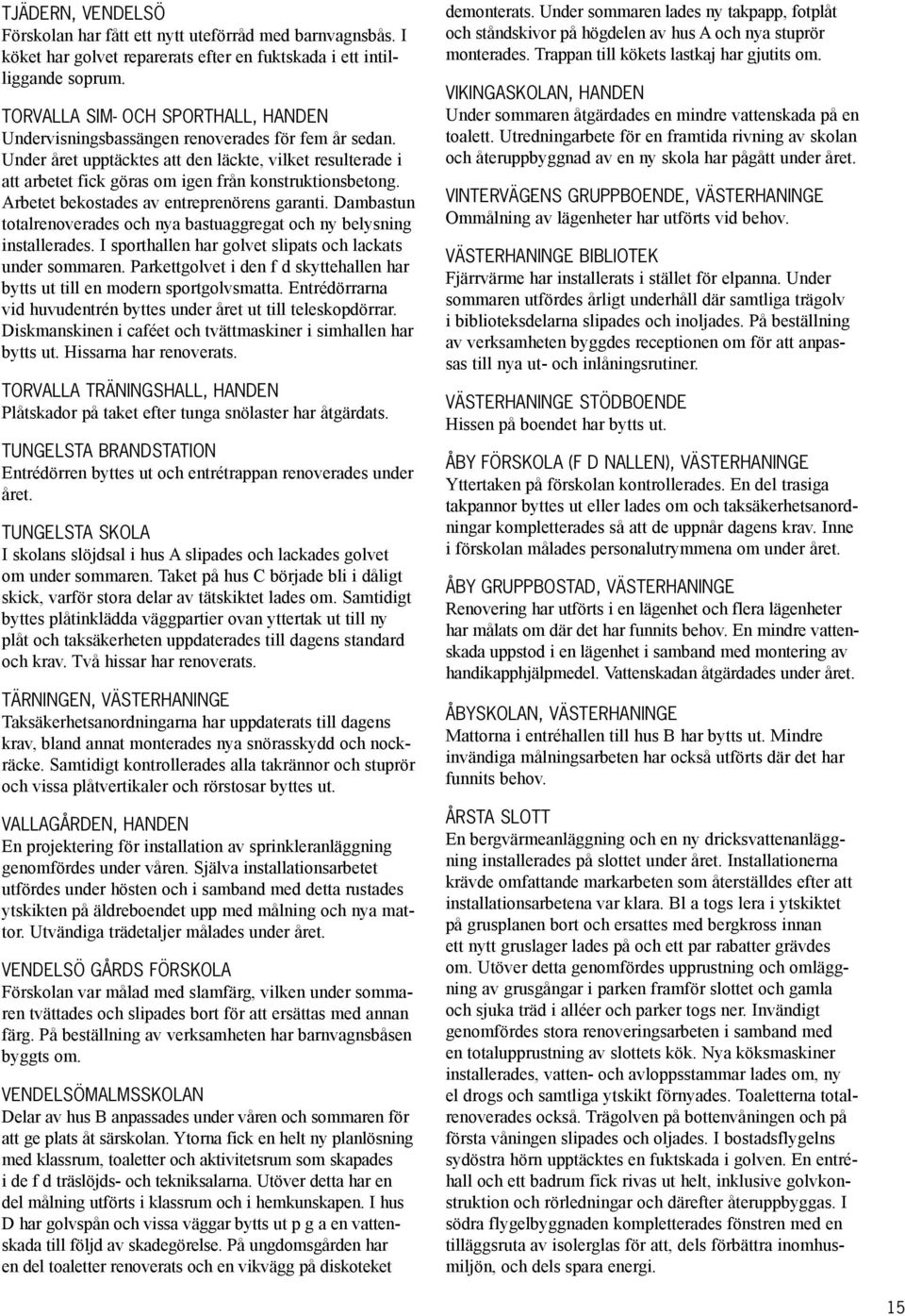 Under året upptäcktes att den läckte, vilket resulterade i att arbetet fick göras om igen från konstruktionsbetong. Arbetet bekostades av entreprenörens garanti.