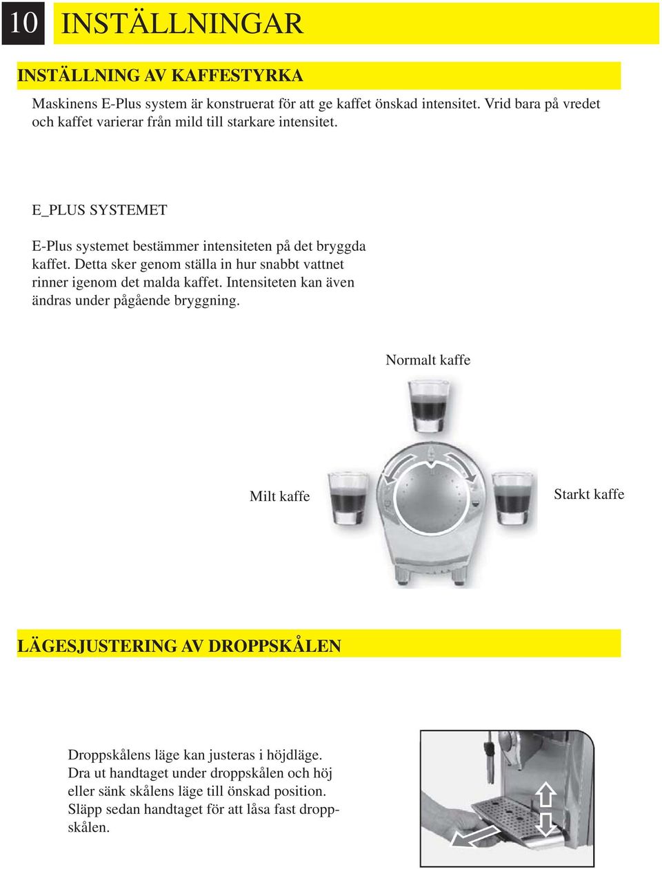 Detta sker genom ställa in hur snabbt vattnet rinner igenom det malda kaffet. Intensiteten kan även ändras under pågående bryggning.