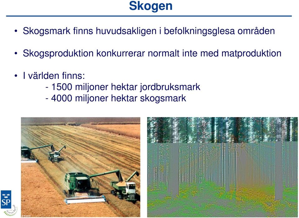 normalt inte med matproduktion I världen finns: -