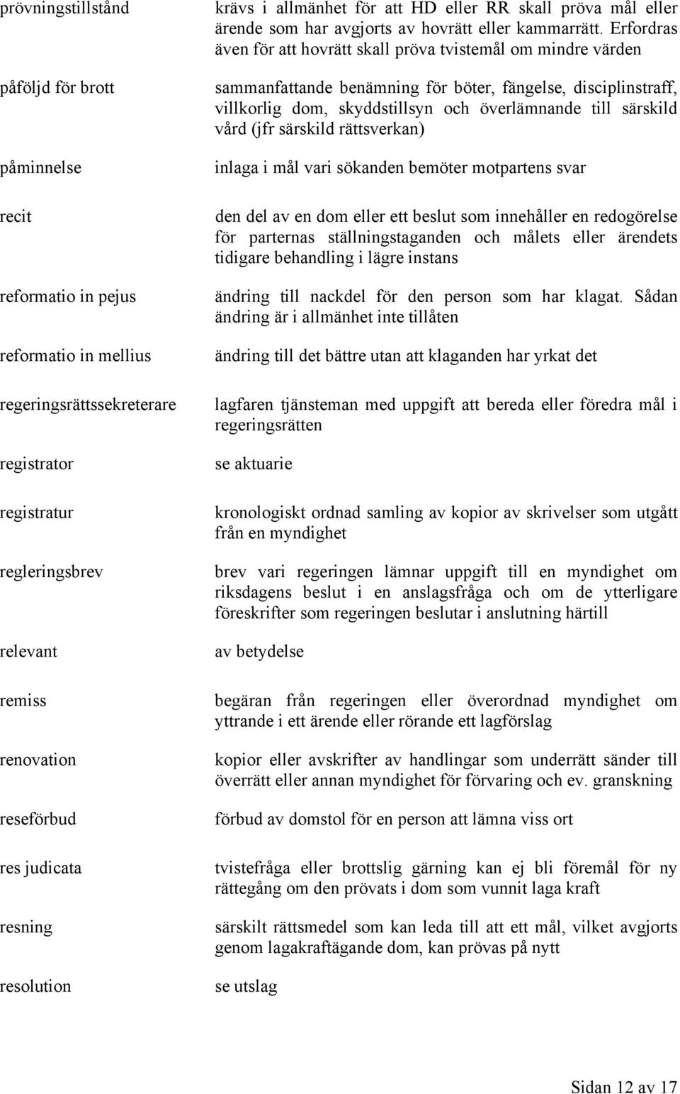 Erfordras även för att hovrätt skall pröva tvistemål om mindre värden sammanfattande benämning för böter, fängelse, disciplinstraff, villkorlig dom, skyddstillsyn och överlämnande till särskild vård