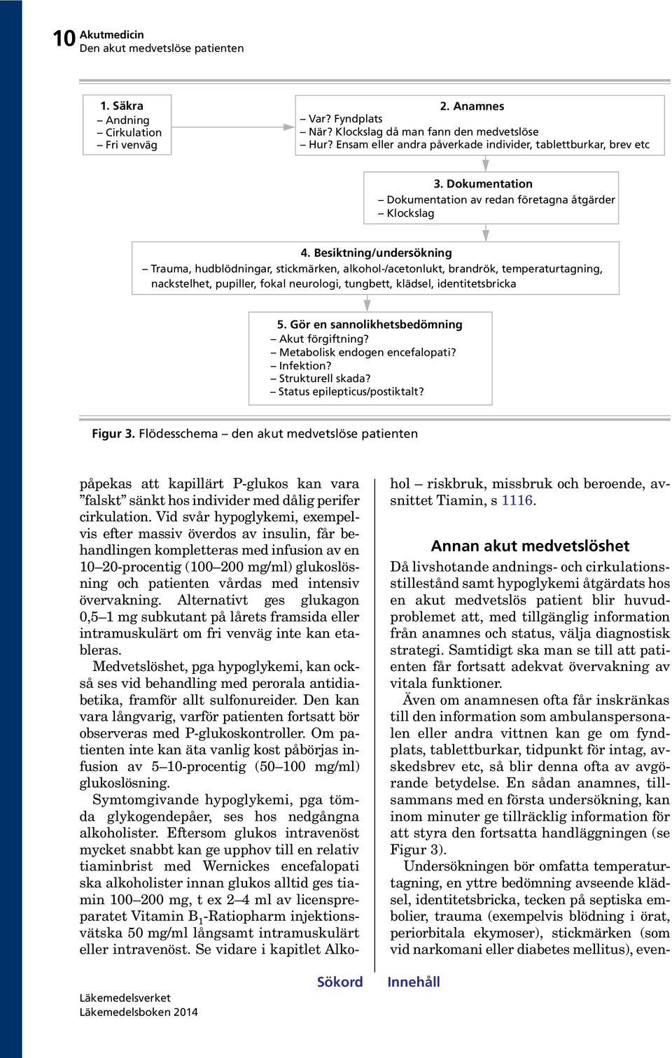 Besiktning/undersökning Trauma, hudblödningar, stickmärken, alkohol-/acetonlukt, brandrök, temperaturtagning, nackstelhet, pupiller, fokal neurologi, tungbett, klädsel, identitetsbricka 5.