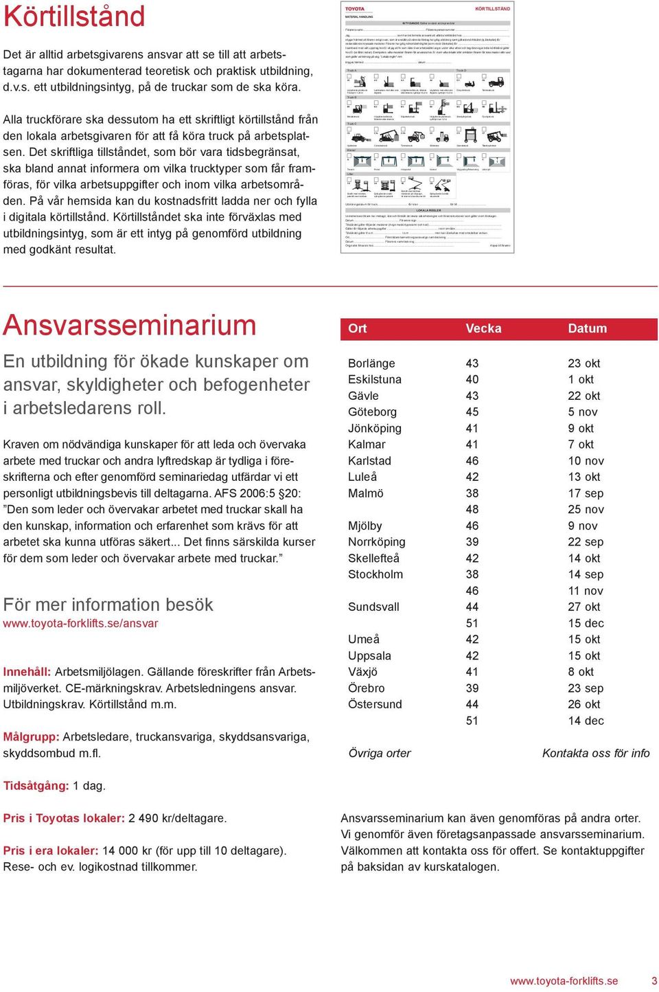 Föraren har giltig körkortsbehörighet (som inte är återkallat) för.