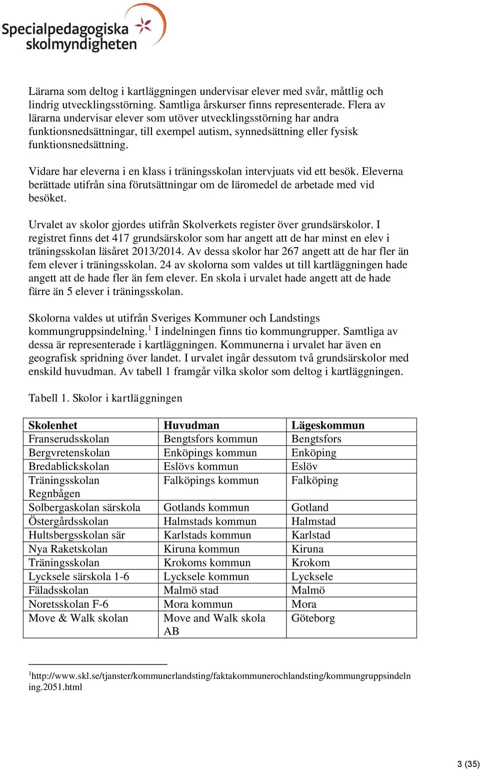 Vidare har eleverna i en klass i träningsskolan intervjuats vid ett besök. Eleverna berättade utifrån sina förutsättningar om de läromedel de arbetade med vid besöket.