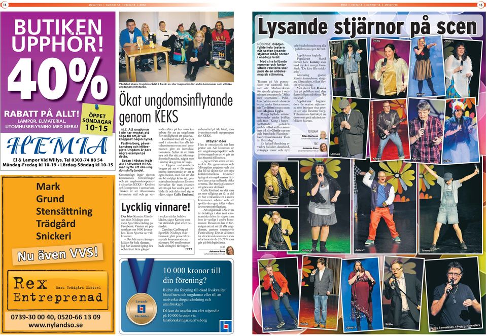 Ökat ungdomsinflytande genom KEKS Det blev Kerstin Alfredsson från Nödinge som vann Sportlifes tävling på Facebook. Vinsten ett presentkort om 3000 kronor hos Team Sportia var välkommet.