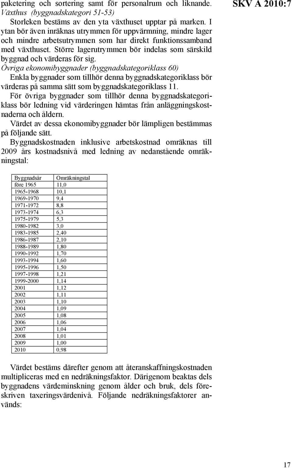 Större lagerutrymmen bör indelas som särskild byggnad och värderas för sig.